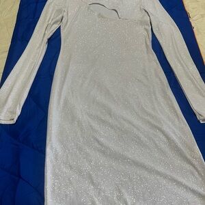Snap Silver Long Sleeve Bodycon Dress